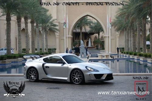 保時(shí)捷Cayman改裝 車(chē)身裝碳纖維寬體套件